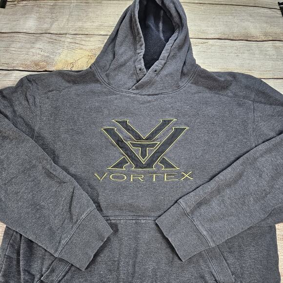 Vortex Black Hoodie Men's Pullover Sweatshirt Sz L Scope Optics Firearms Hunting - Picture 1 of 6